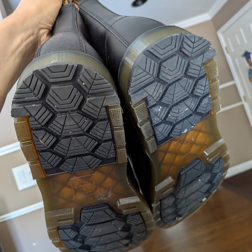 Black Lace-Up Boots with Yellow Stitching - Picture 5 of 6